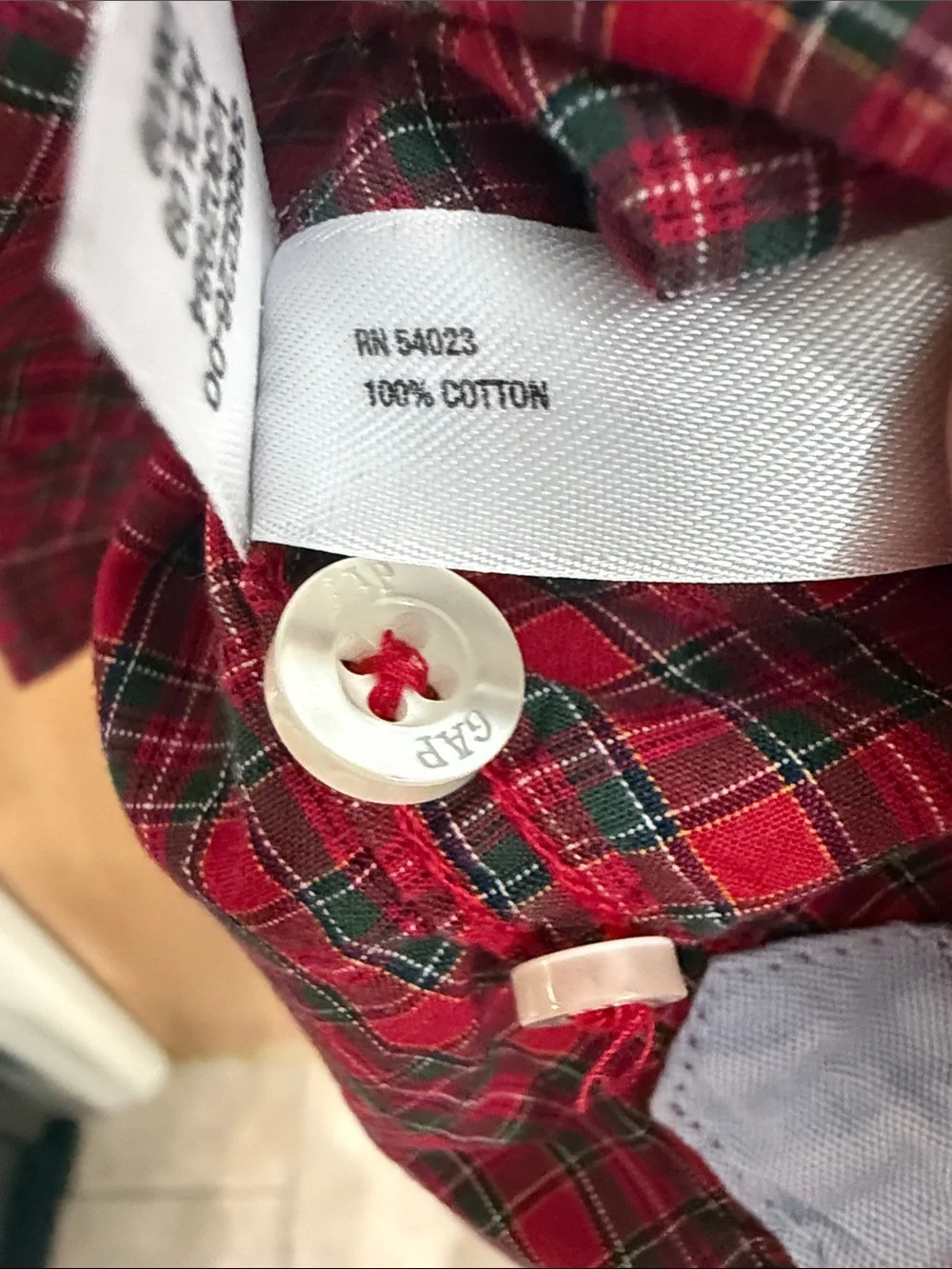 GAP Red and Green Plaid Button-Down Shirt